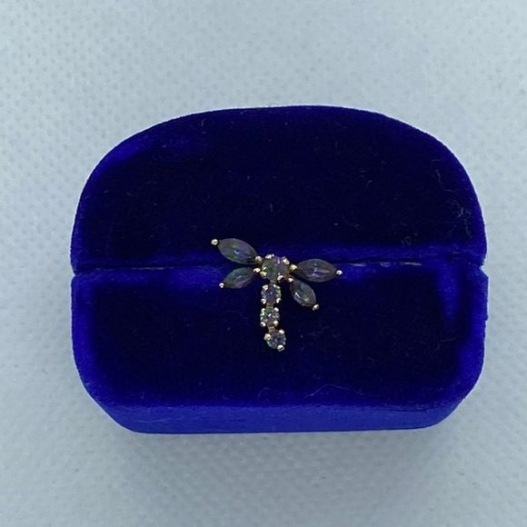 Jewelry - 💛 10k Yellow Gold Mystic Topaz Dragonfly Single Earring